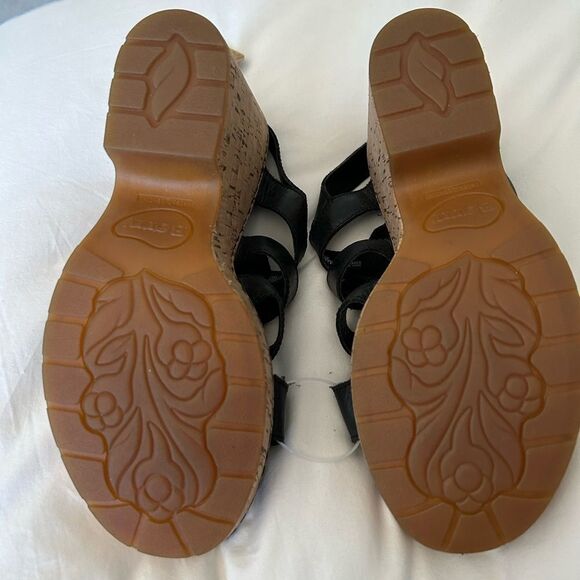 BORN Ankle Strap Sandals Wedge Cork Heels, Black, Size 10,NWT no box - Picture 3 of 9